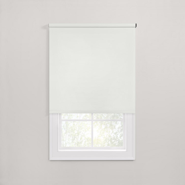 Motorized Blackout Roller Shades in the Rodeo White color.