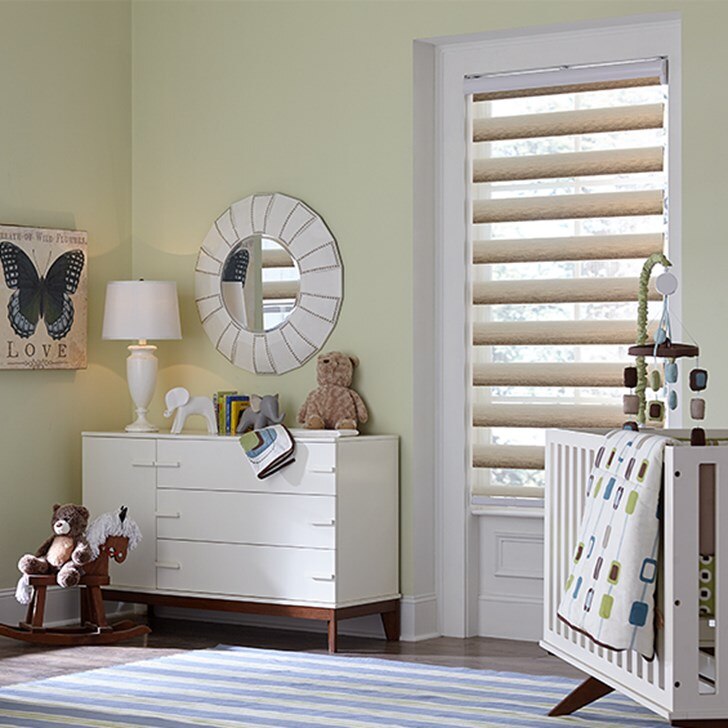 Inside mount, cordless flat sheer shade. Color: Vanilla Bean 788