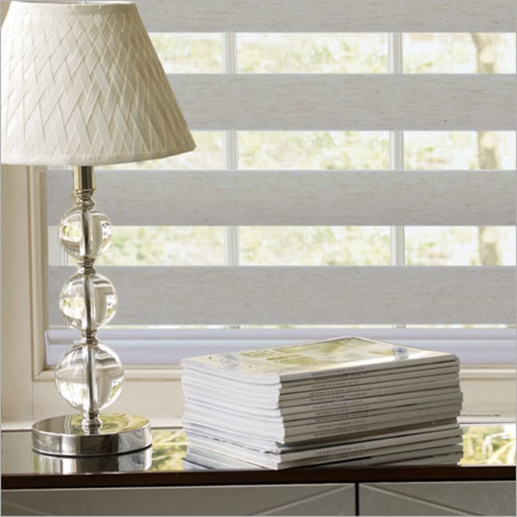 Zebra Flat Sheer Shadings provide privacy while illuminating your room and creating a peaceful atmosphere.